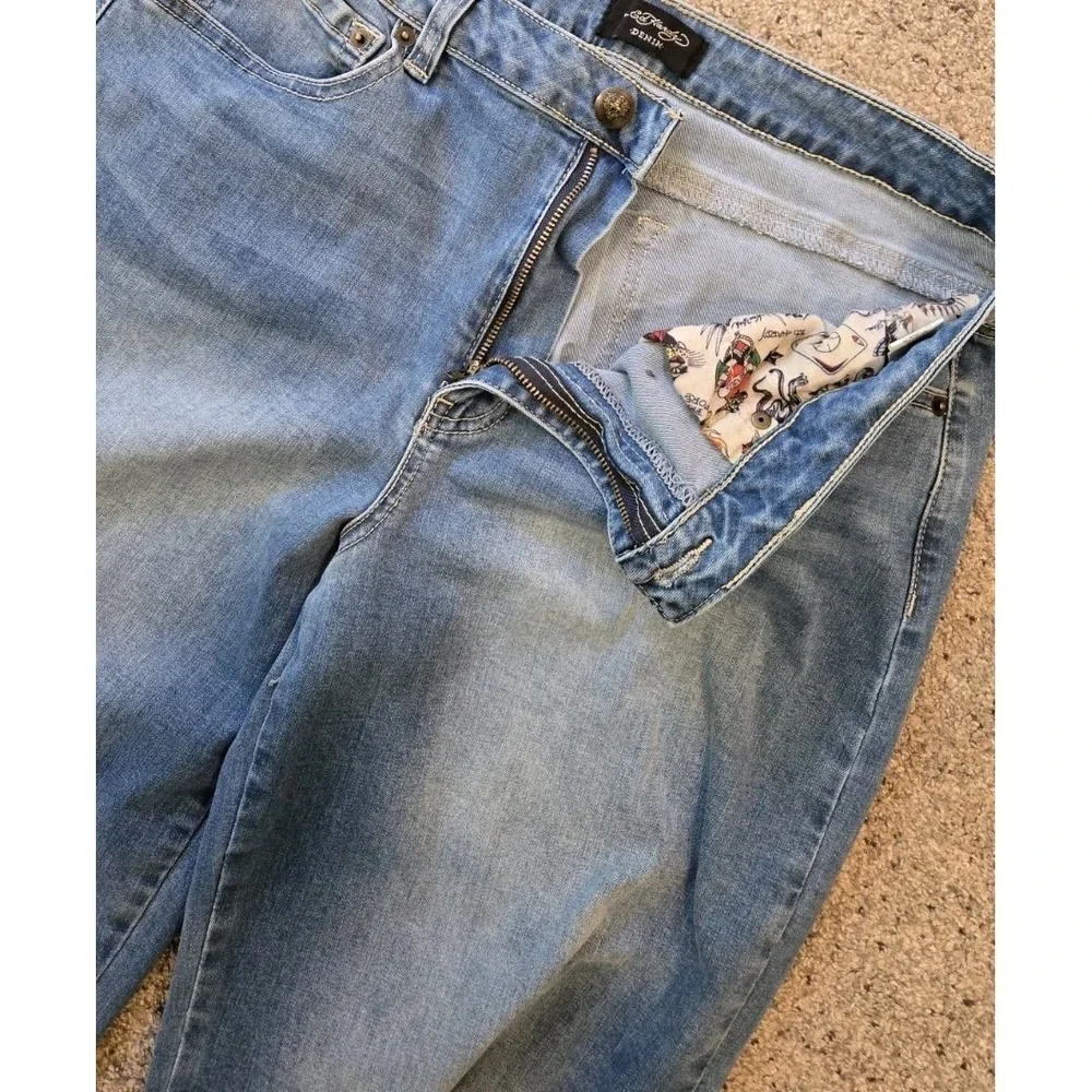 Ed Hardy Dragon Jeans 32 Y2K Wide Leg Baggy Denim Tattoo Graphic Rare Grail Fire